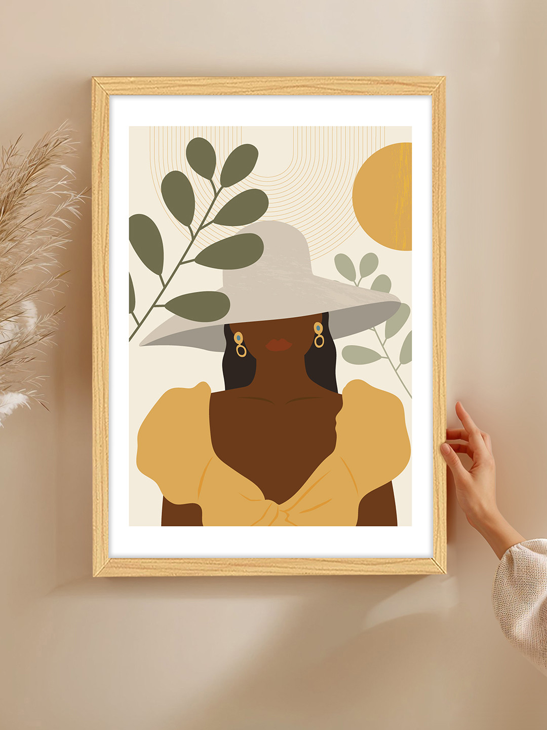 Art Street Beige Synthetic Wood Table Top Living Room Rectangle Paintings Wall Art