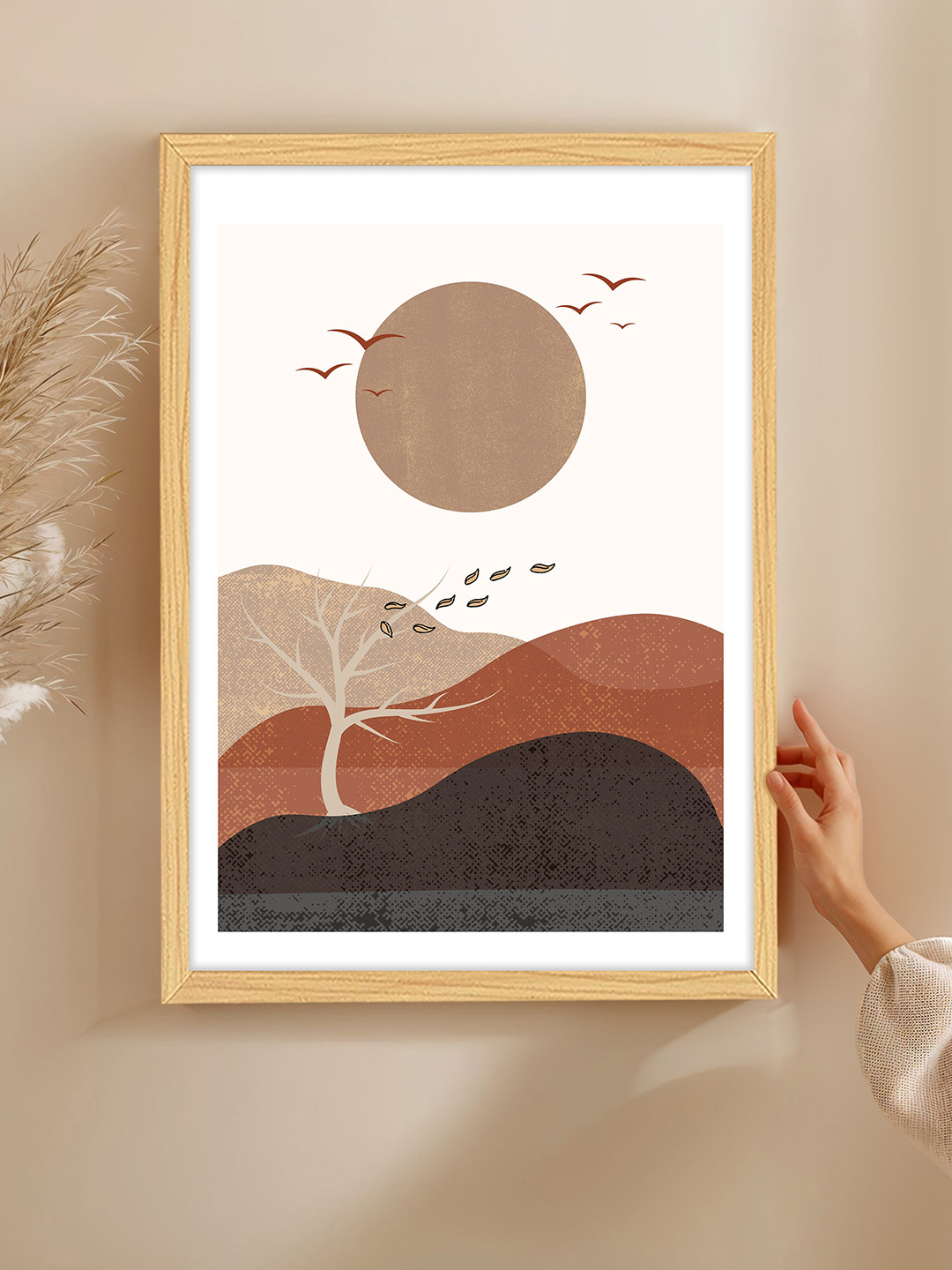 Art Street Beige & Brown 1 Piece Synthetic Wood Other Table Top Paintings