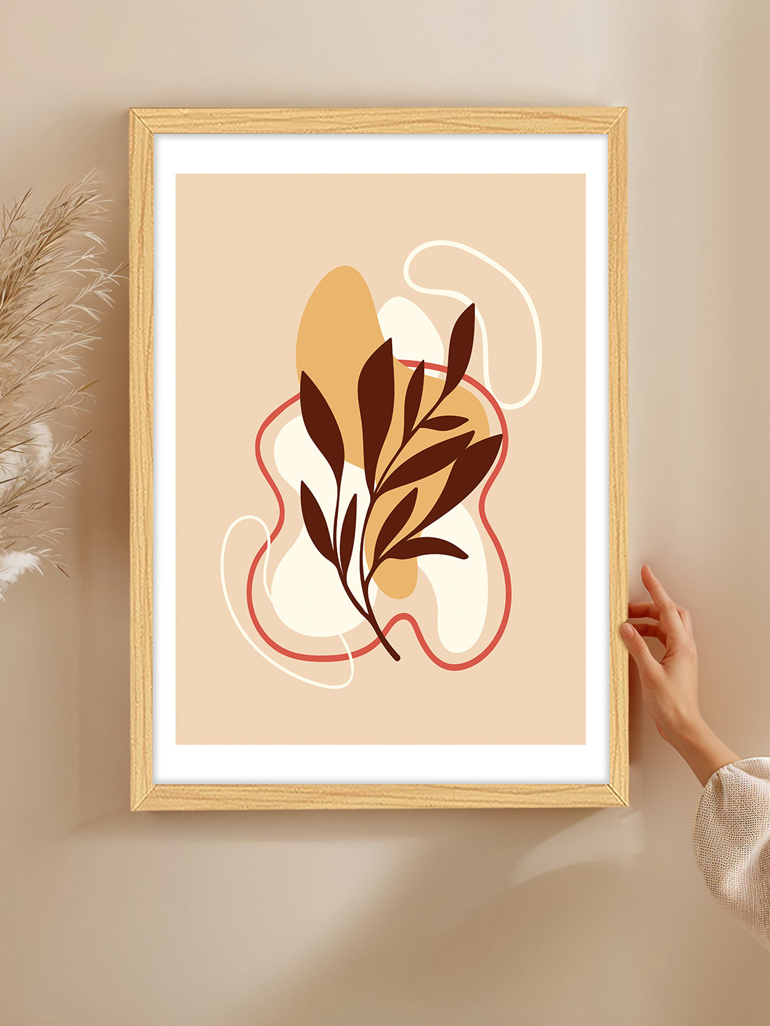 Art Street Beige & Brown 1 Piece Synthetic Wood Floral and Botanical Table Top Paintings