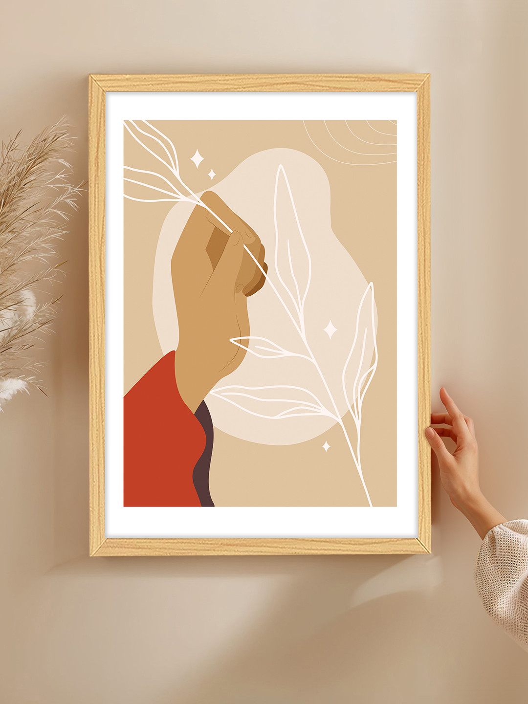 Art Street Beige & White 1 Piece Synthetic Wood Other Table Top Paintings