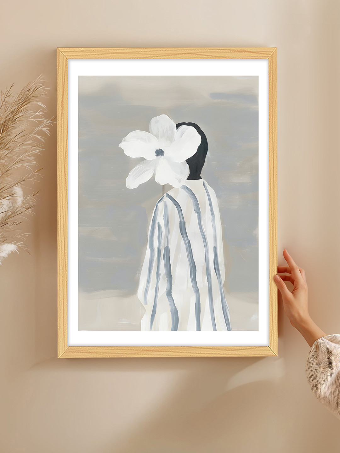 Art Street Boho Woman Synthetic Wood Wall Rectangle Paintings Wall Art - 16 x 22 In