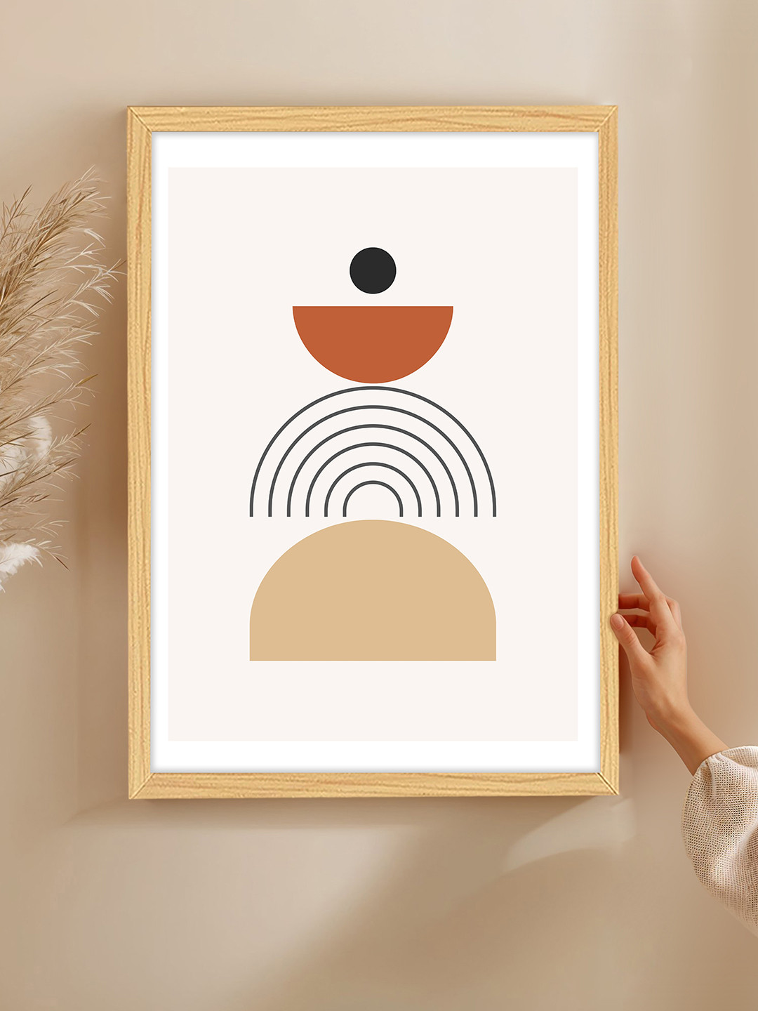 Art Street Beige & Brown 1 Piece Synthetic Wood Abstract Table Top Paintings