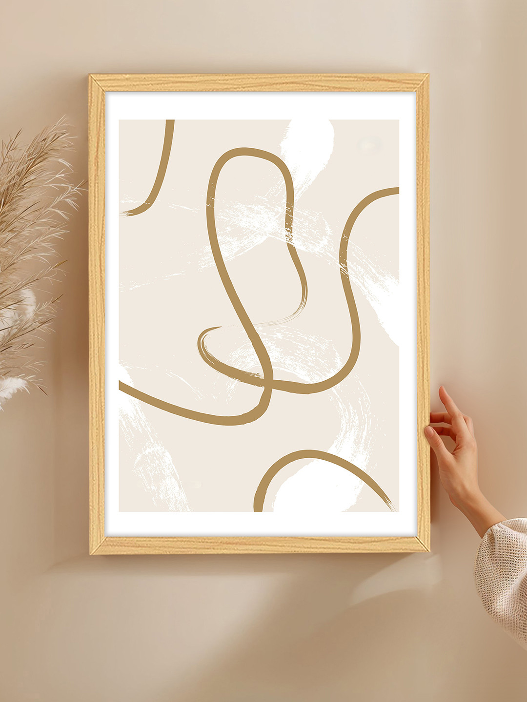 Art Street Boho Line Synthetic Wood Rectangle Paintings Wall Art