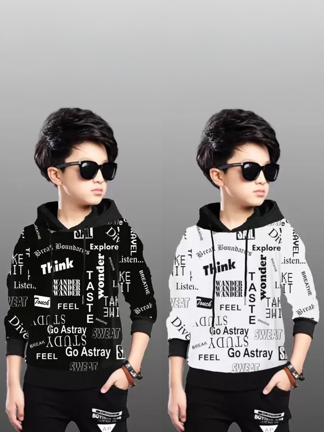 TICOSS Boys Typography 2 Printed Hooded T-shirt