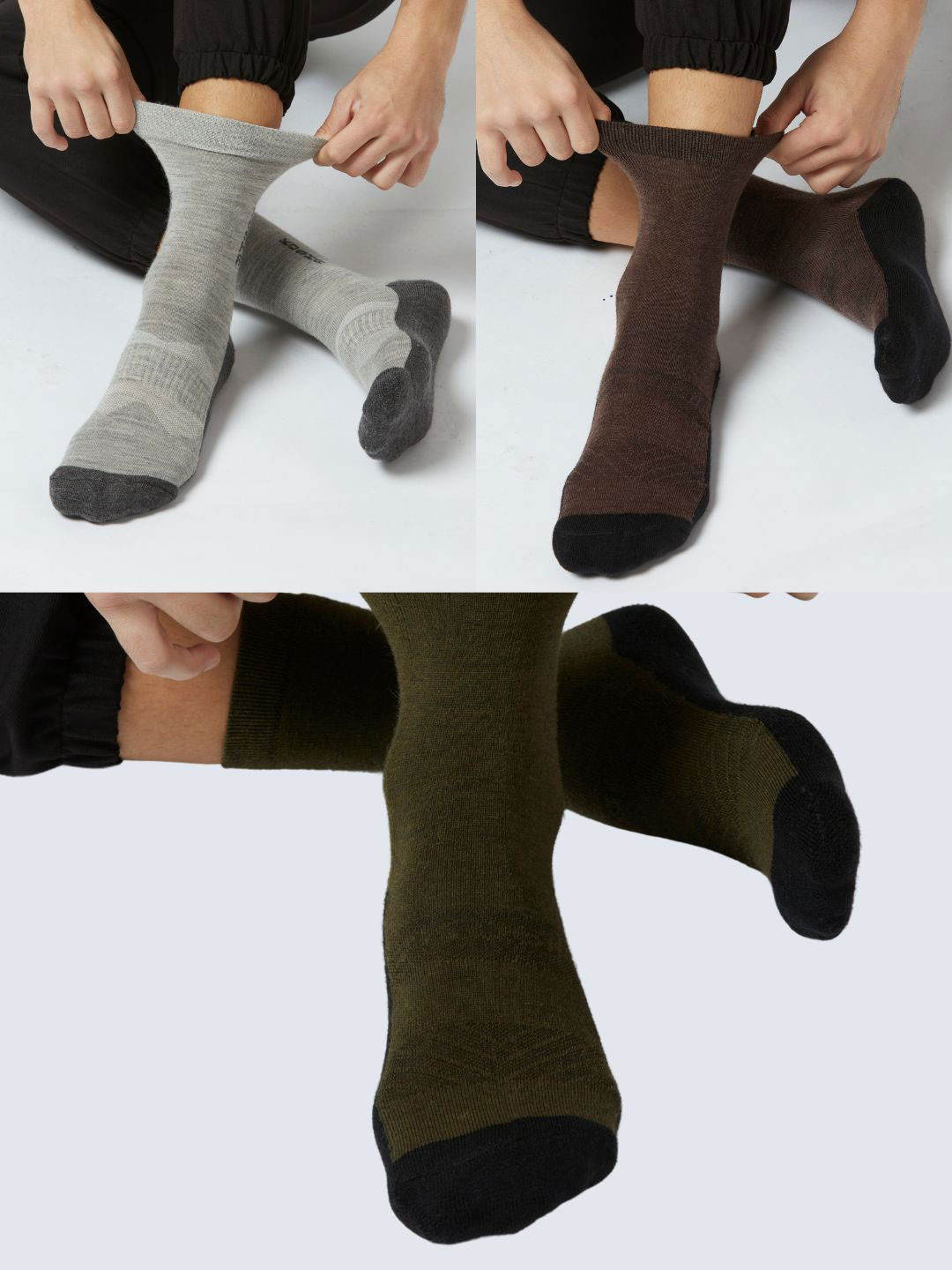 Kosha Men Pack of 3 Merino Wool Crew Length Technical Socks