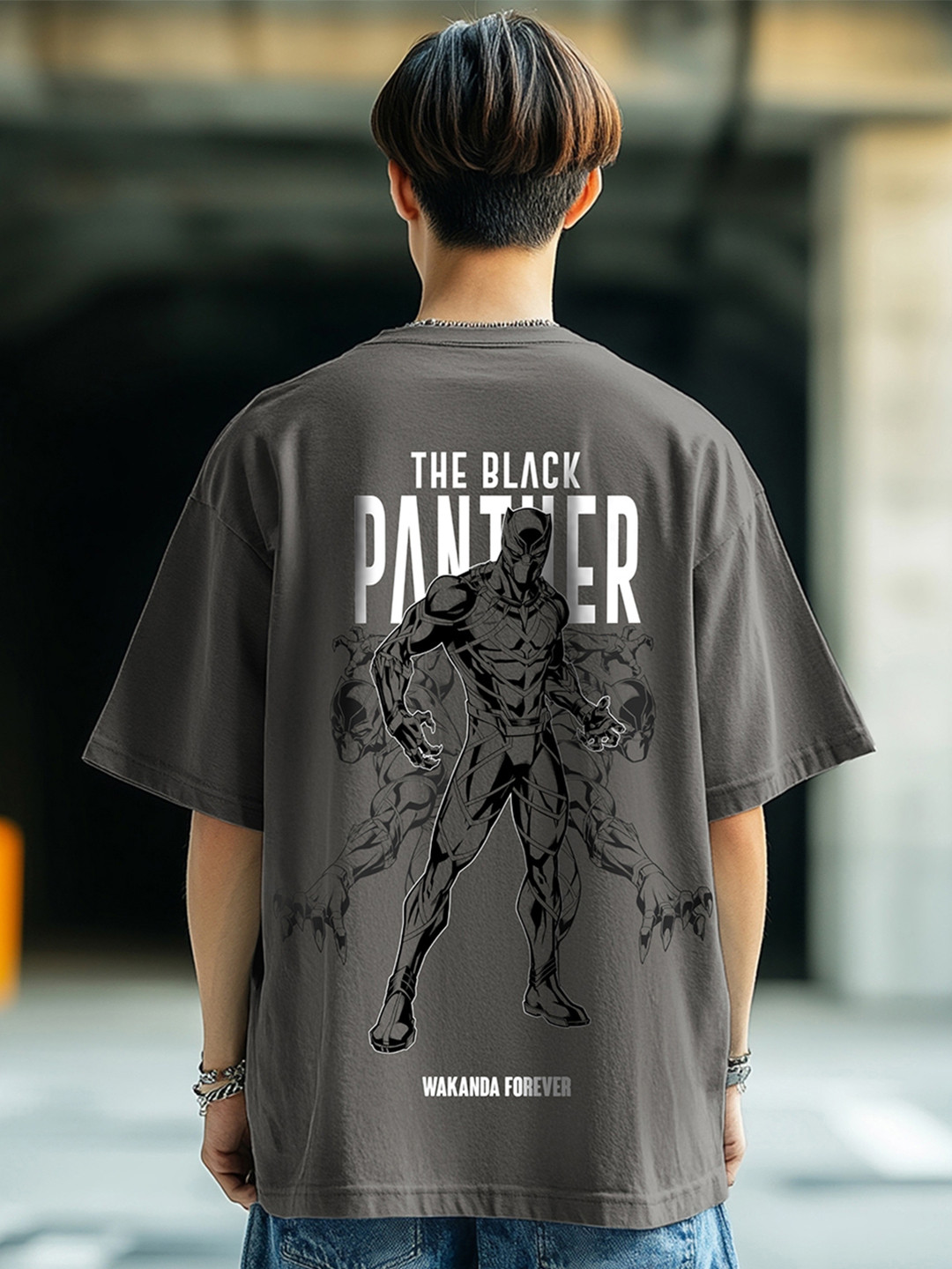 Bewakoof Official Marvel Merchandise Wakanda Forever Graphic Printed Oversized T-shirt