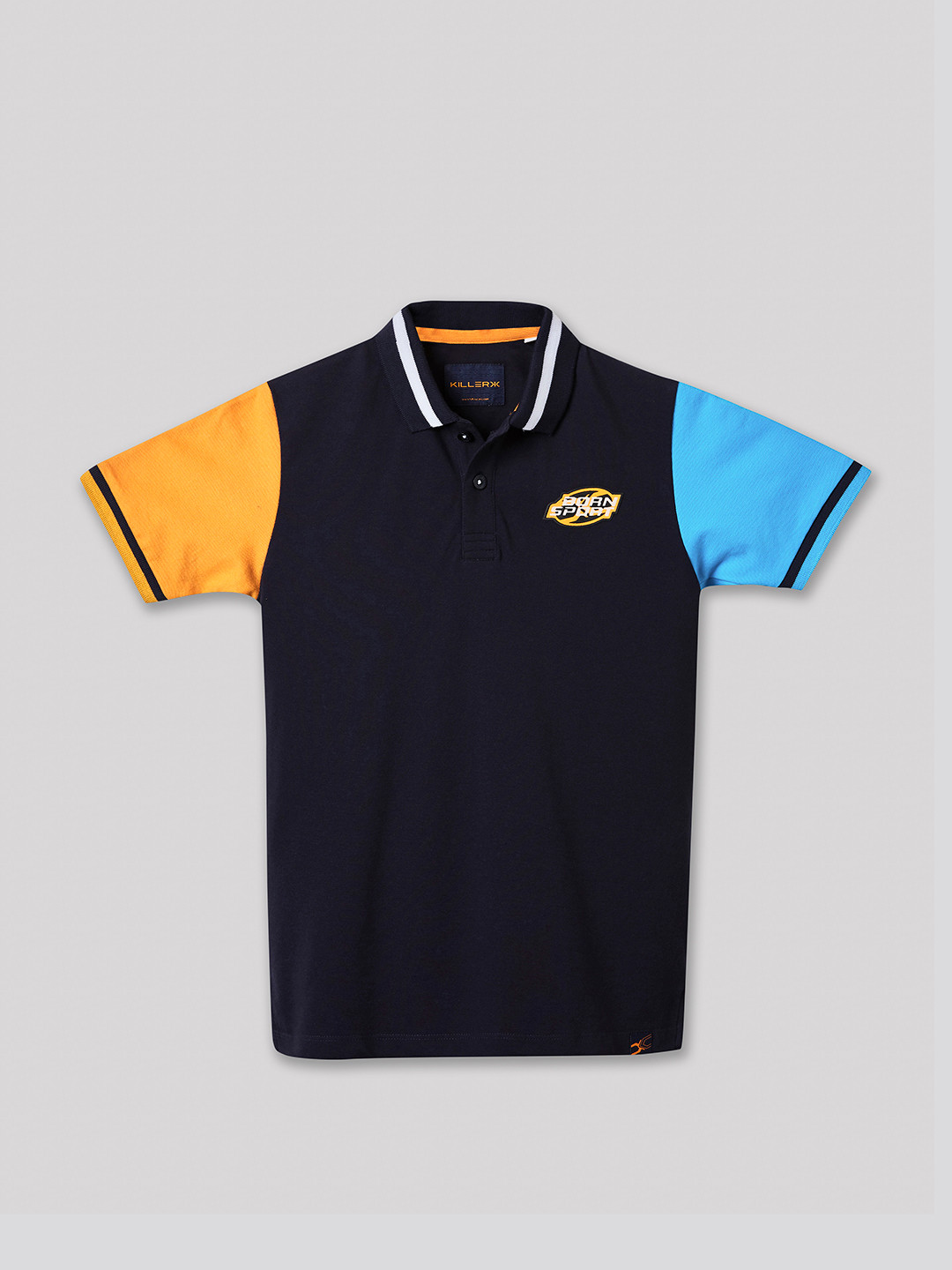 JUNIOR KILLER Boys Colourblocked Polo Collar T-shirt