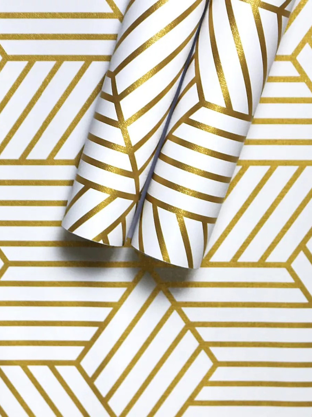 Aura White Striped Waterproof & Oil-Proof Self Adhesive Wallpaper