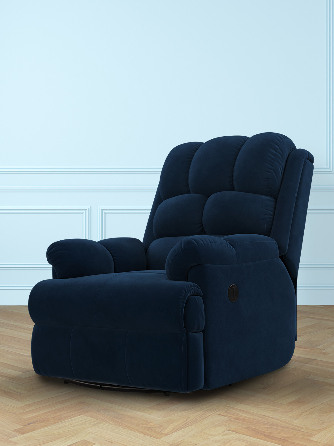 THE SLEEP COMPANY Blue Leather 1 Manual Seater Recliner