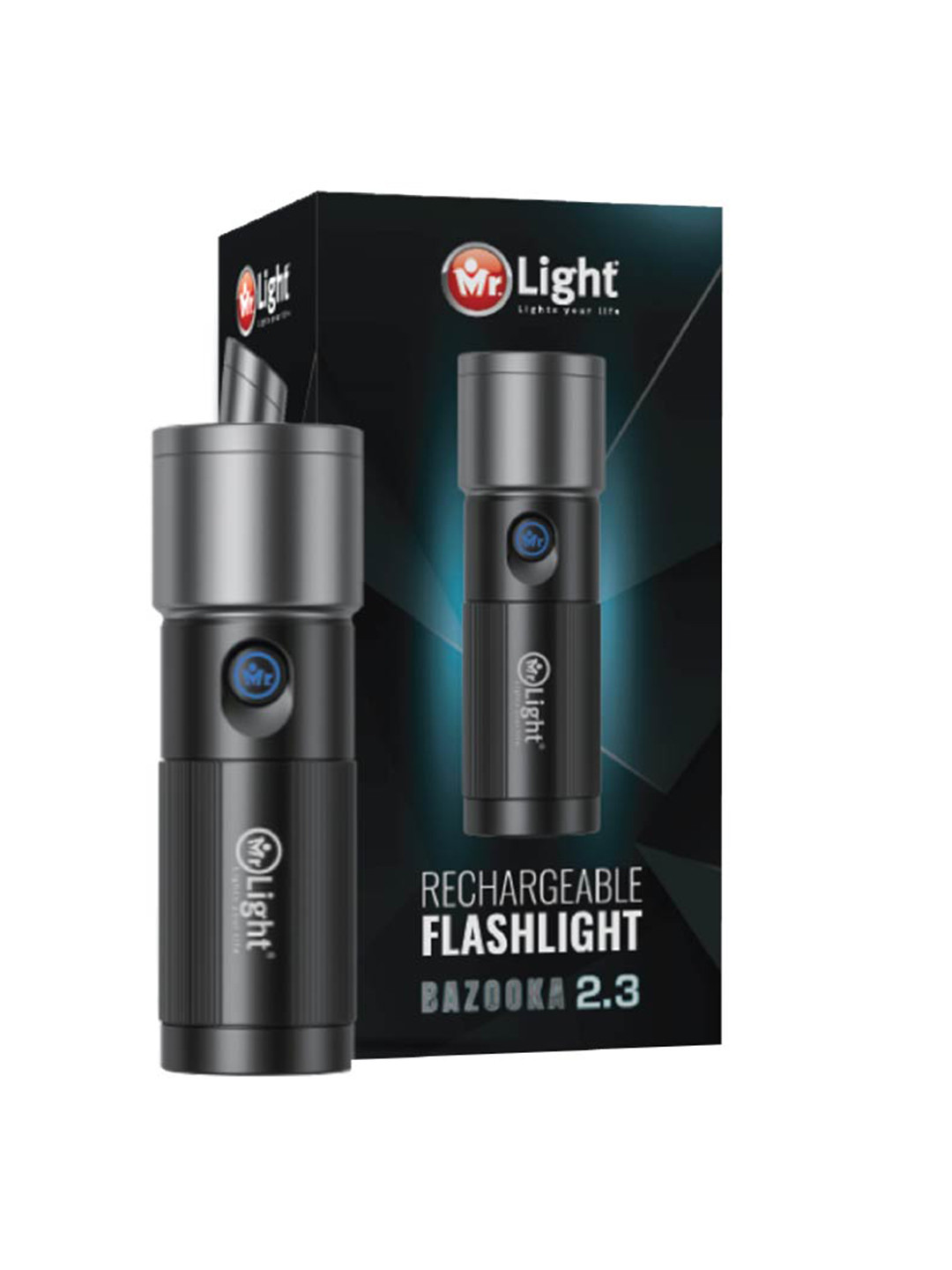 Mr.Light BAZOOKA 2.3-1060 Lumens Rechargeable Flashlight with Telescopic Zoom Function