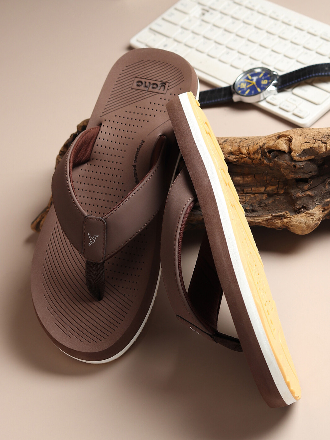 yoho Men Drift Soft Anti-Skid Lightweight Ortho Breathable Footpharma Footbed Slipper