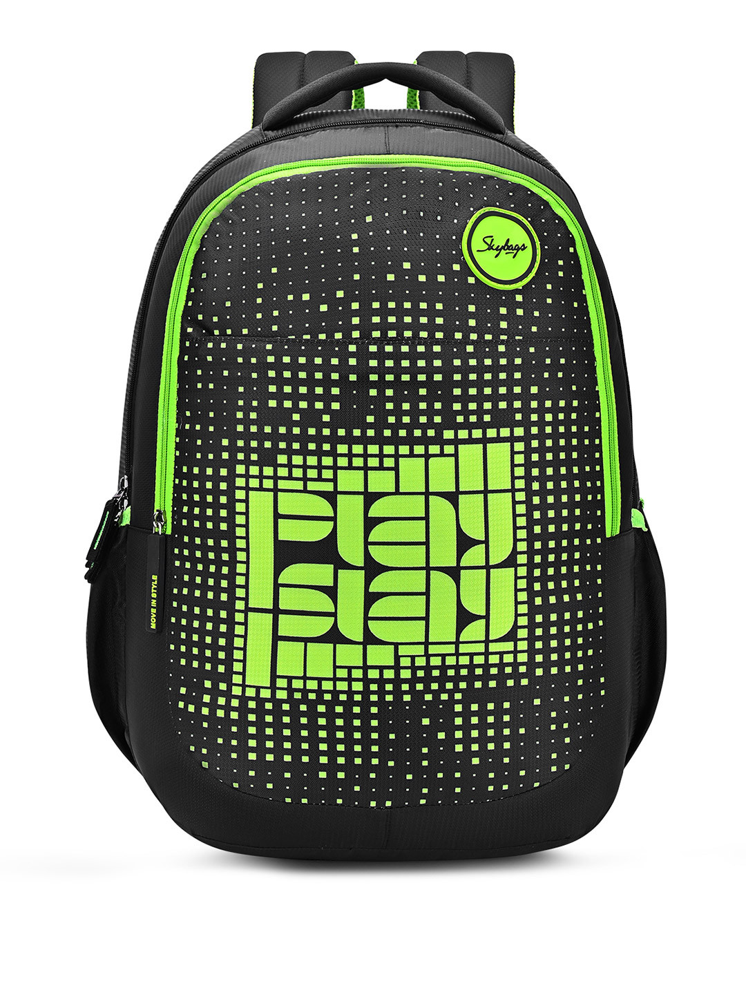Skybags Klan Plus V2 02 Play Limgreen & Black School Backpack
