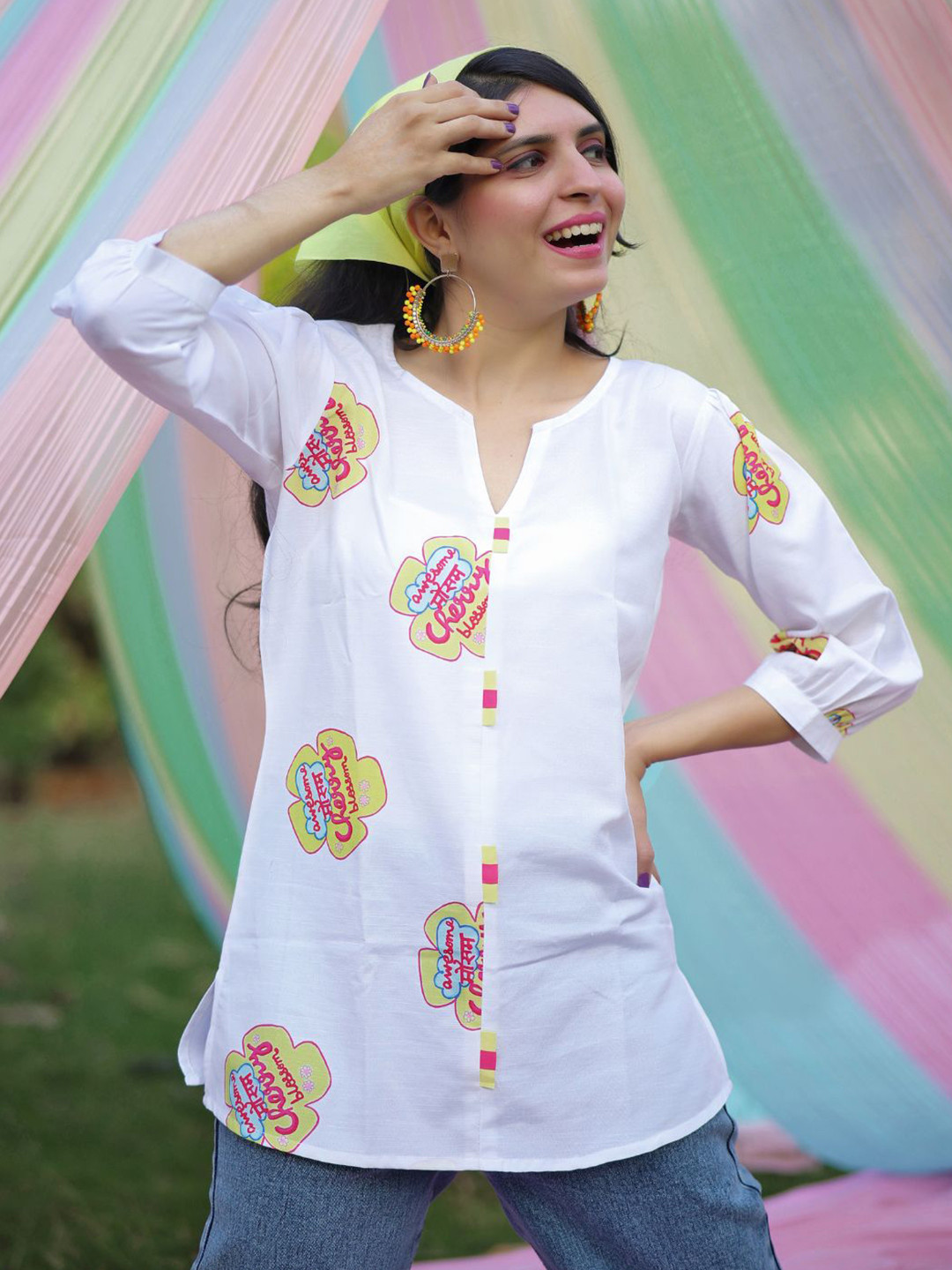 Sangria Women's Rayon Digital Print Short Kurti