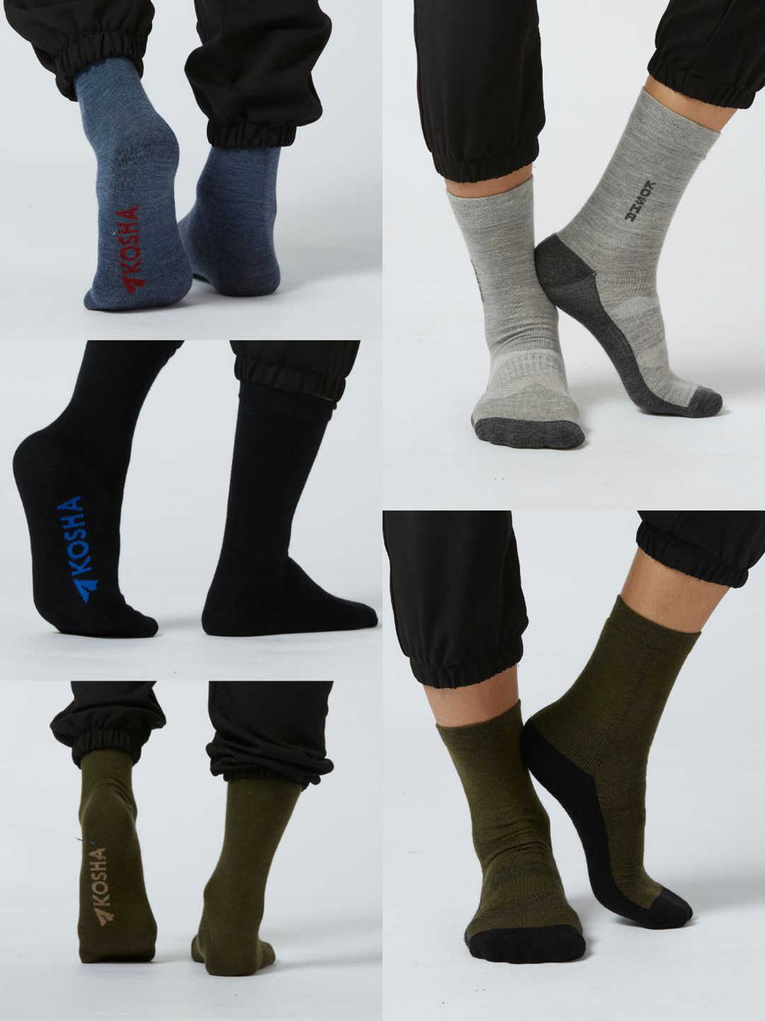 Kosha Men Pack of 5 Merino Wool Crew Length Classic & Cushioned Socks