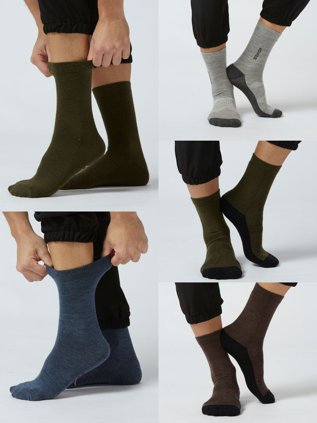 Kosha Men Pack of 5 Merino Wool Crew Length Technical & Classic Socks