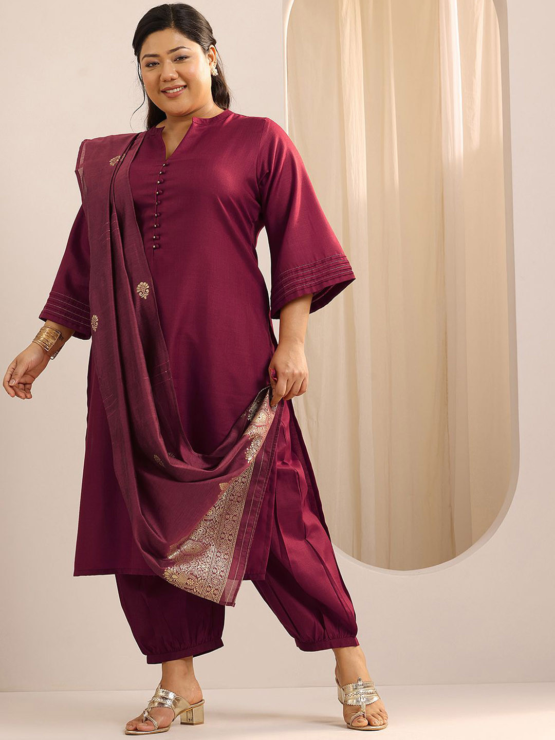 EXTRA LOVE BY LIBAS Plus Size Women Regular Kurta with Salwar & With Dupatta