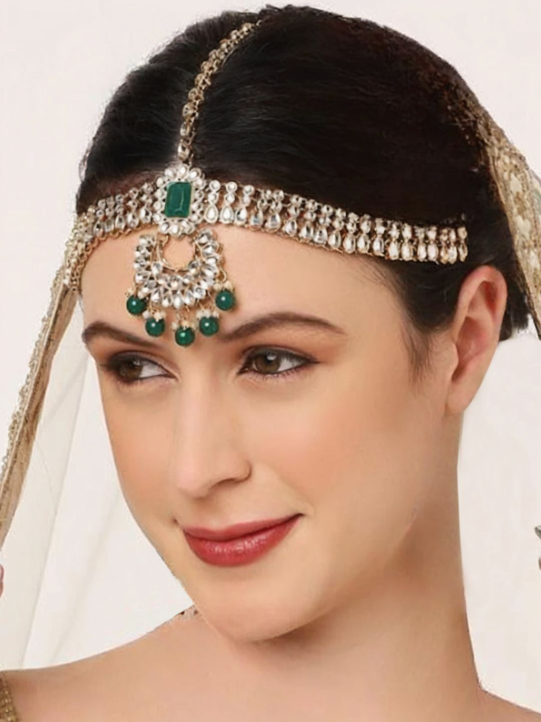OOMPH Kundan Studded Sheeshphool Head Jewellery
