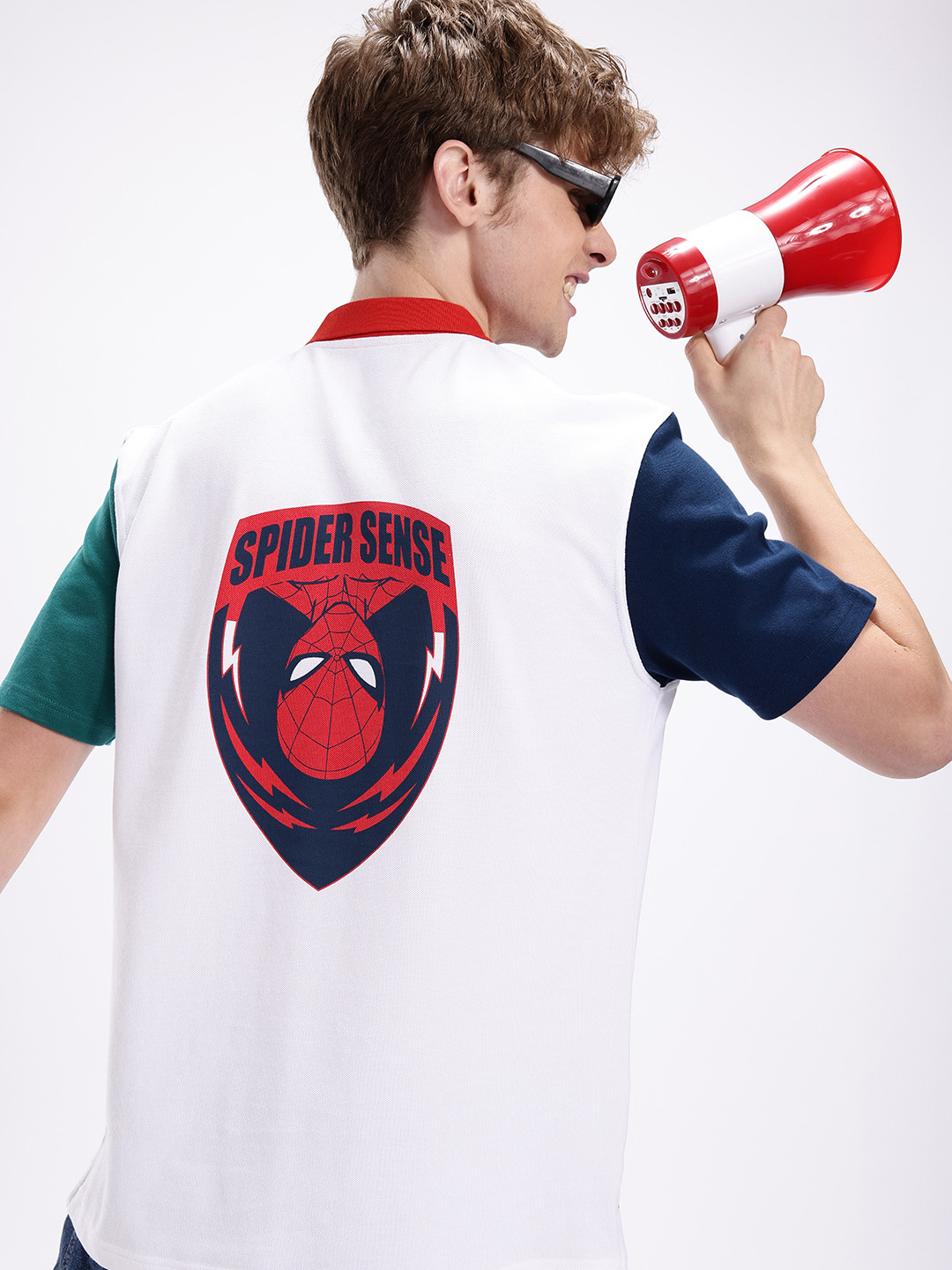 Kook N Keech Spider Man Printed Polo Collar Oversized T-shirt