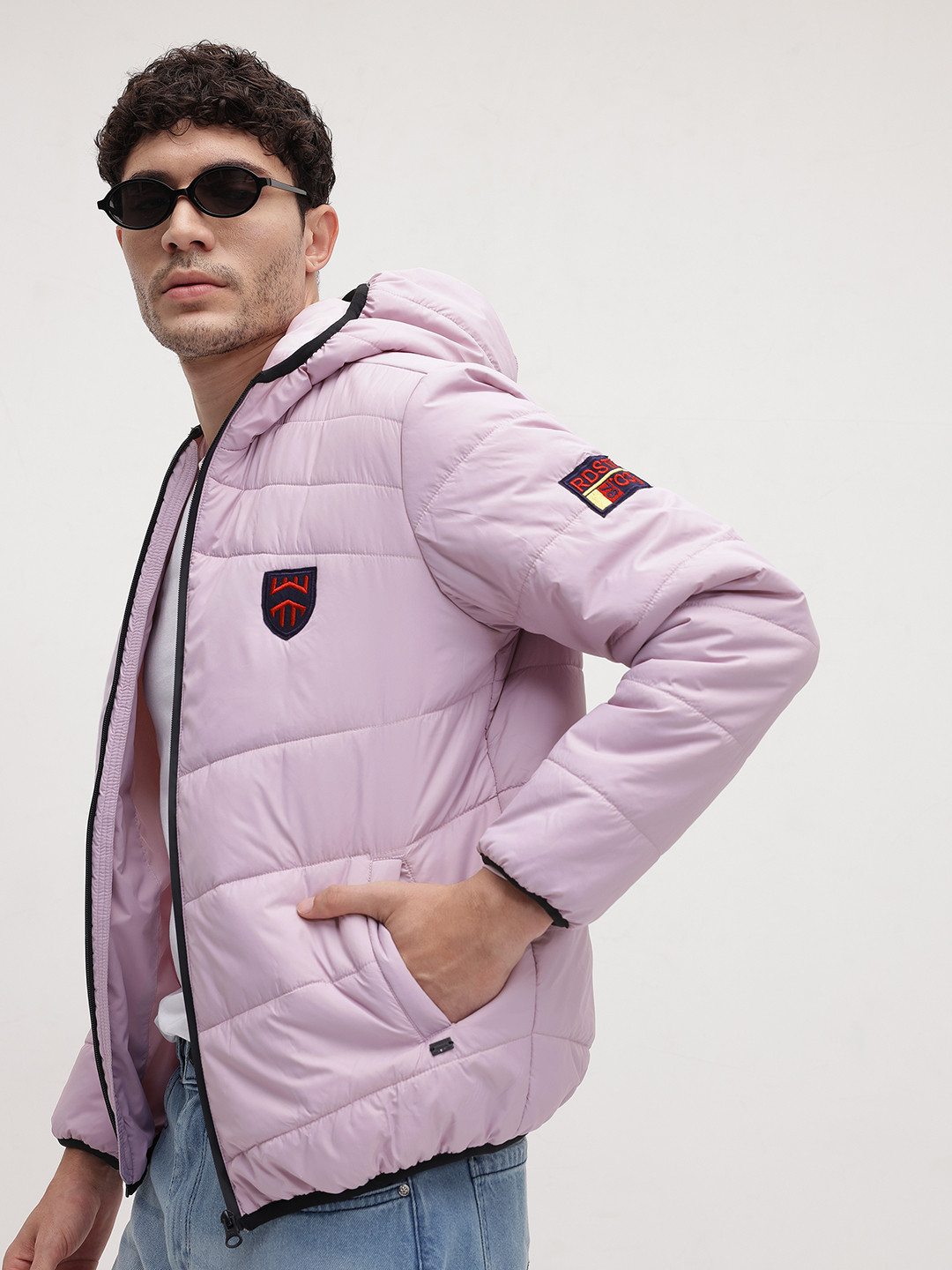 The Roadster Life Co. Patchwork Detail Hooded Padded Jacket