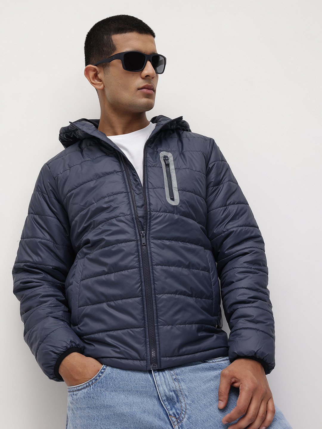 The Roadster Life Co. Hooded Padded Jacket with Zip Detail