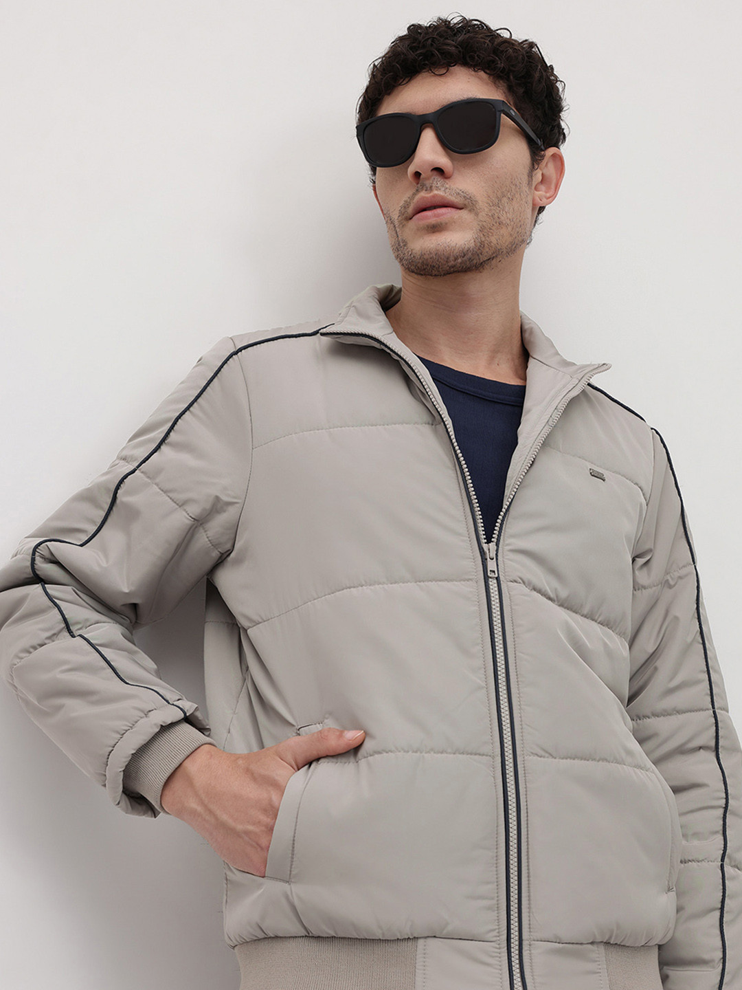 The Roadster Life Co. Mock Collar Padded-Style Bomber Jacket