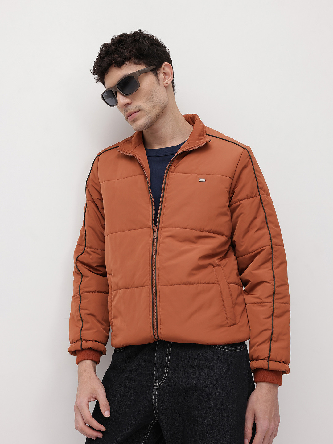 The Roadster Life Co. Mock Collar Paneled Padded Jacket