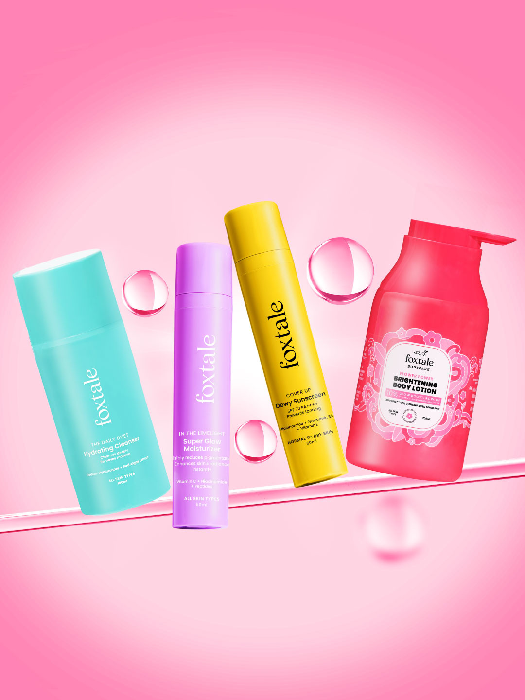 FoxTale Set Of 4 Sunscreen, Moisturizer, Face Wash & Body Lotion Dewy Defense Kit