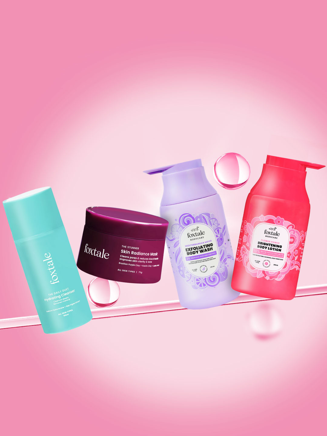 FoxTale Hydrate Exfoliate & Refresh Summer Skin Cool & Clear Set