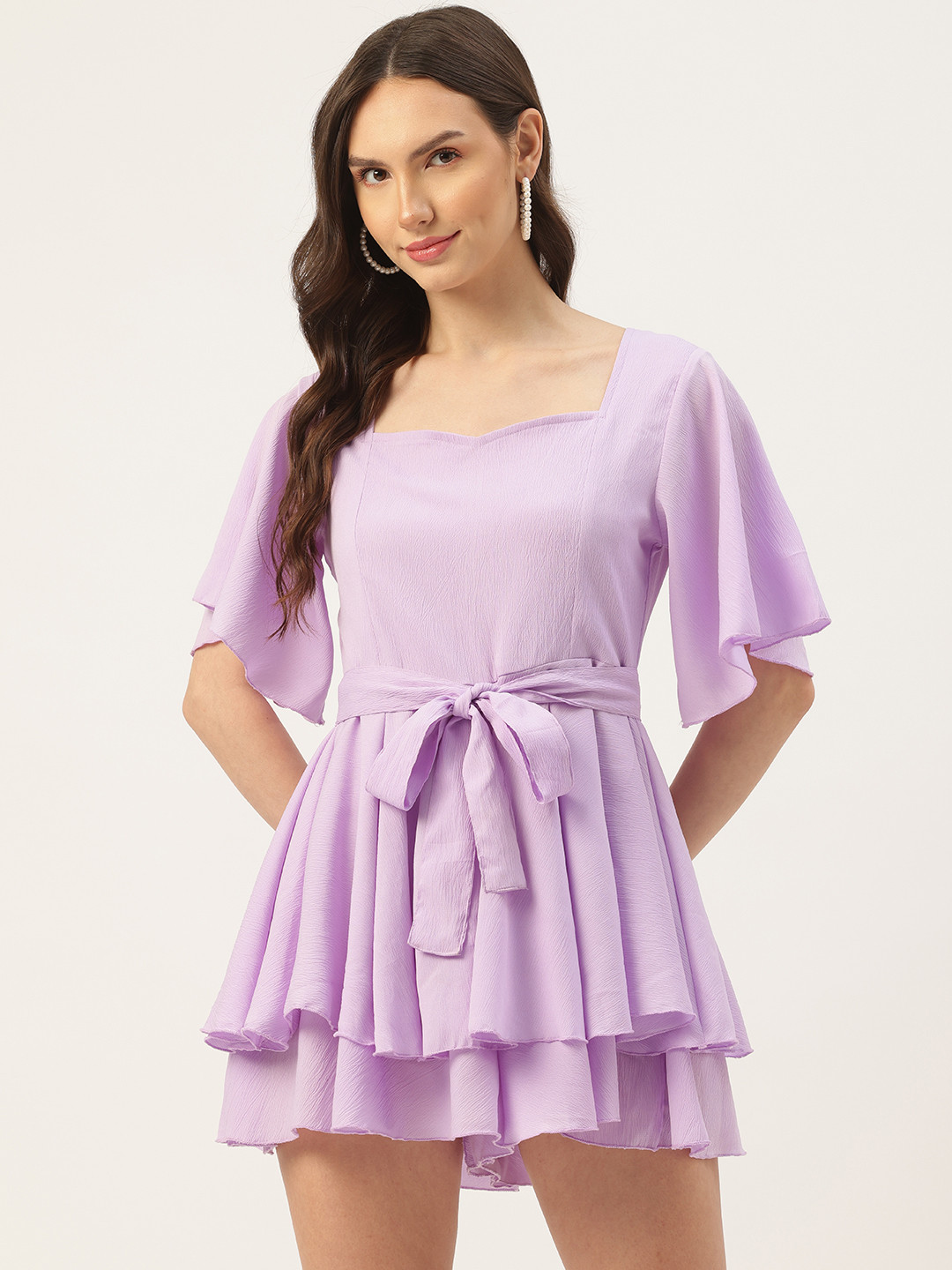 Sleek Italia Sweetheart Neck Ruffled Playsuit