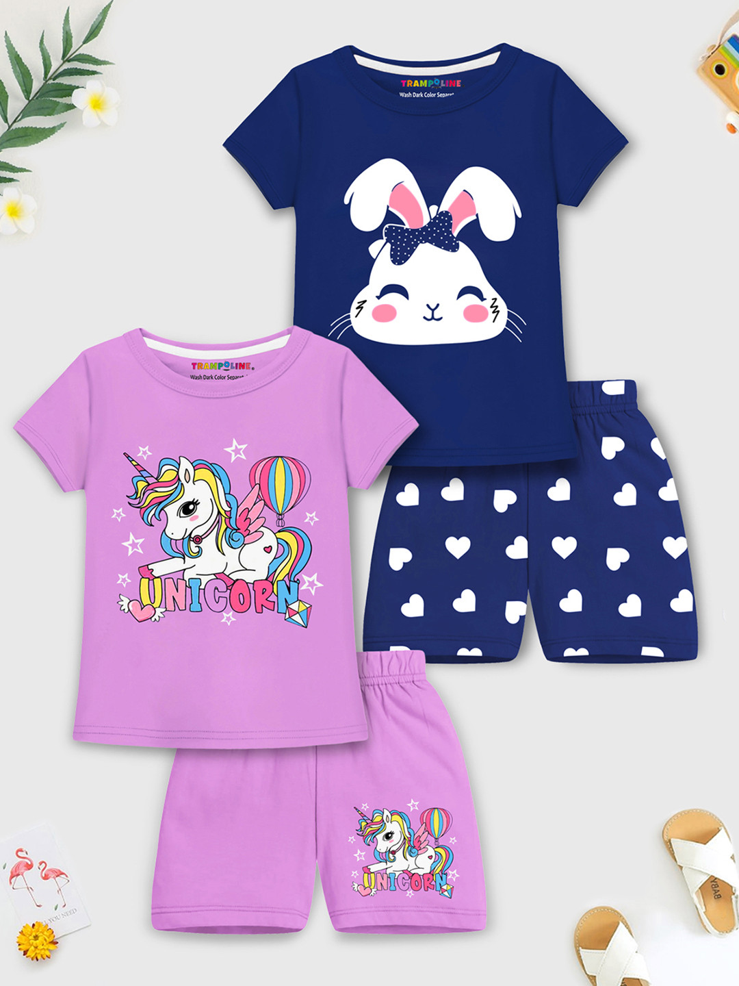 YK X Trampoline Girls Printed T-shirt with Shorts