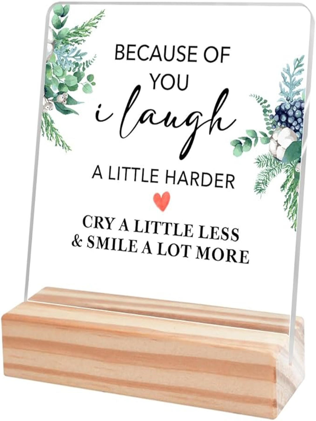 BS AMOR Thank You Gifts White Wood Natural Living Room Set of 2 Medium Showpieces - 6.5 Inches