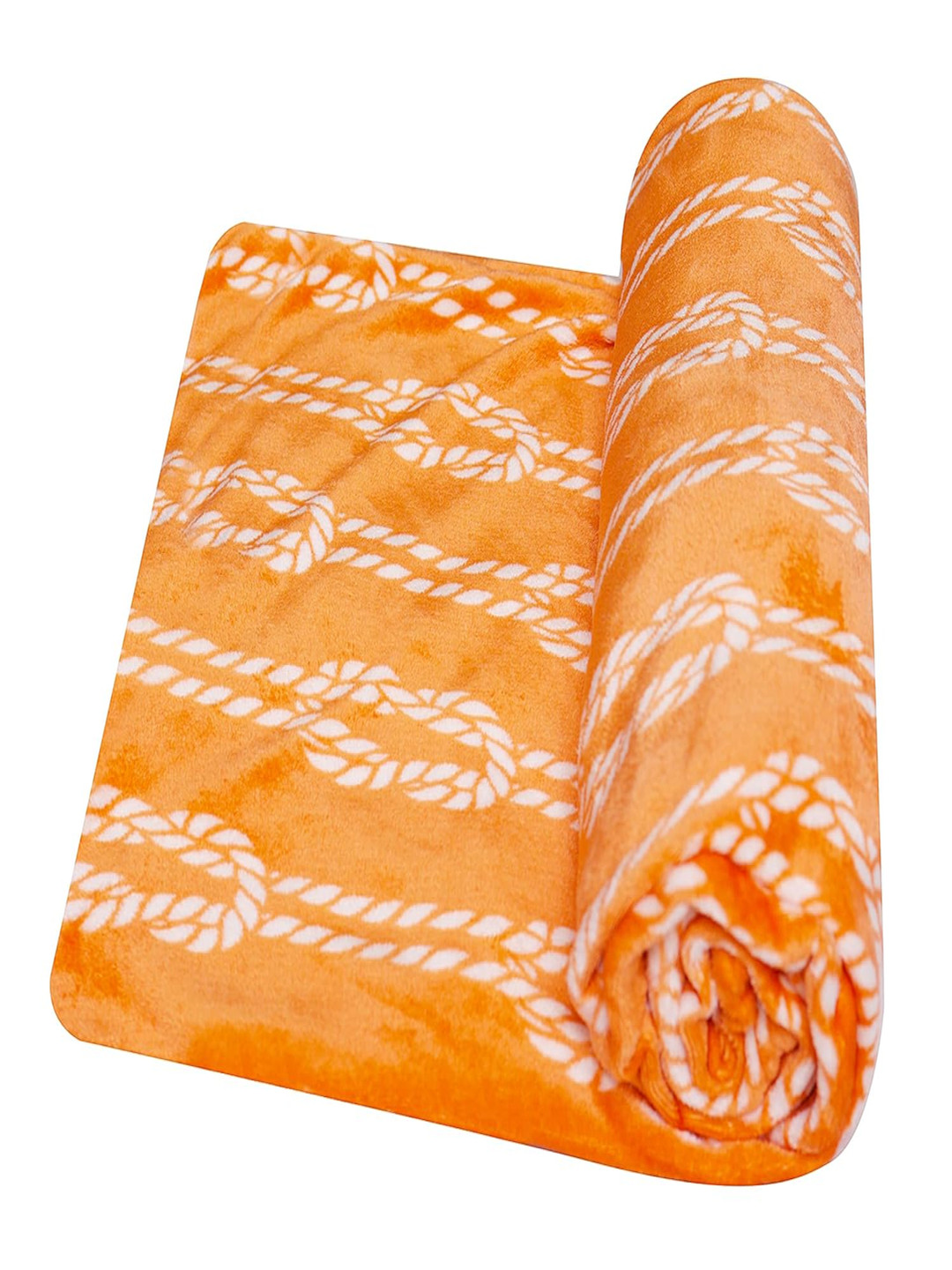 Changers Orange & White AC Room 300 GSM Double Bed Blanket