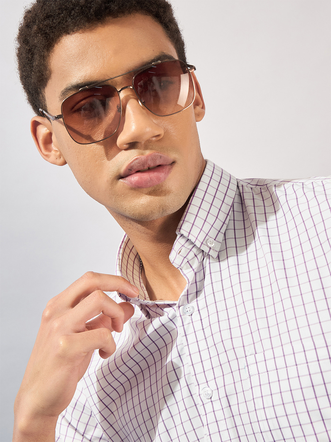 DENNISON Men Smart Micro Checks Formal Shirt