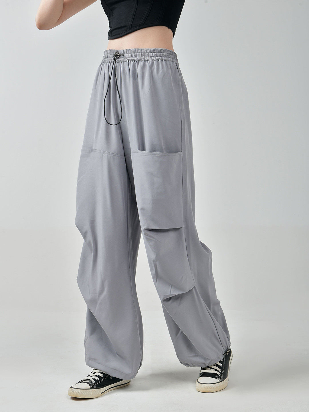 IZF Grey Oversized Parachute Pant