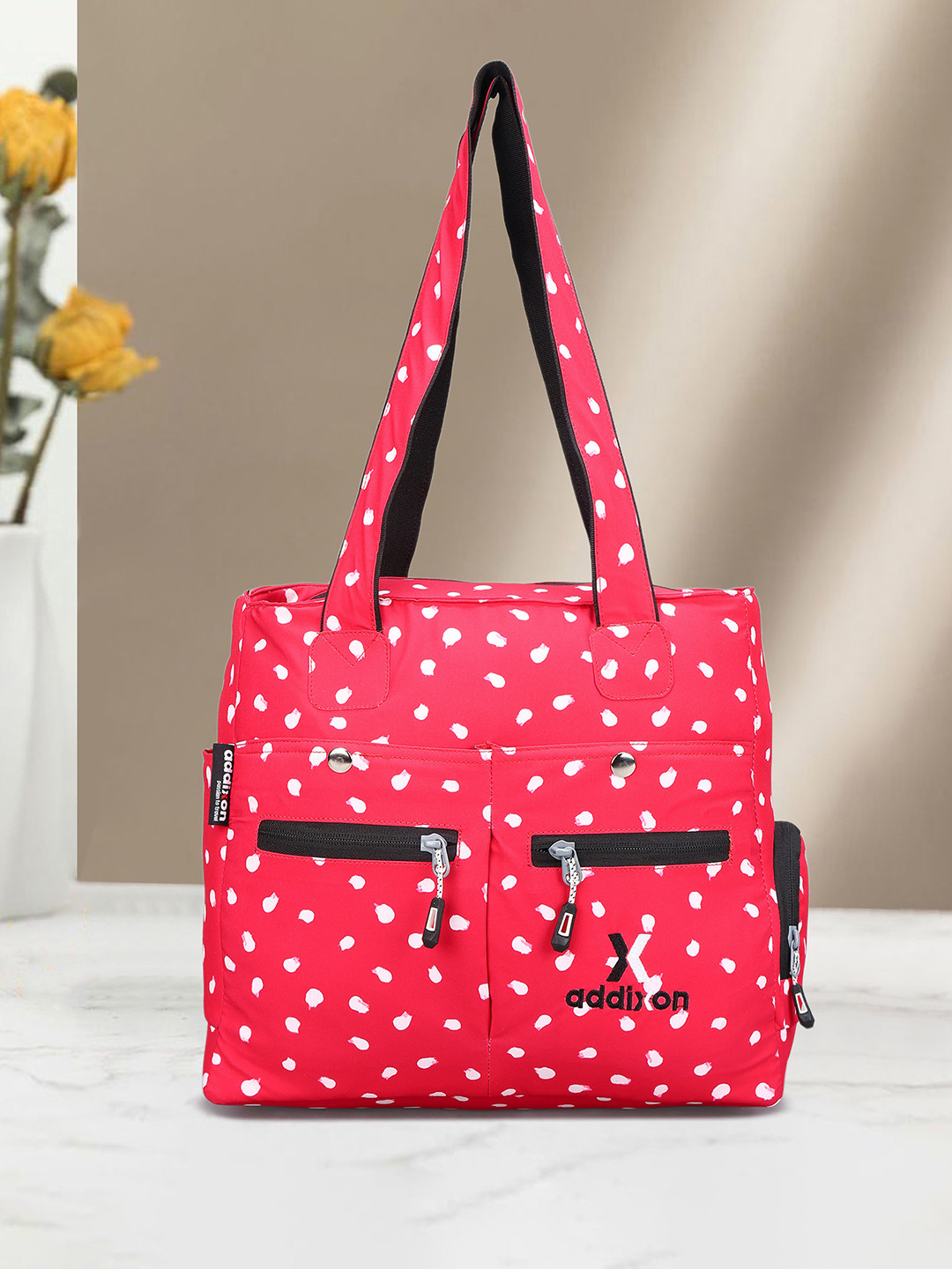 Addixon Geometric Printed Structured Shoulder Bag with Quilted