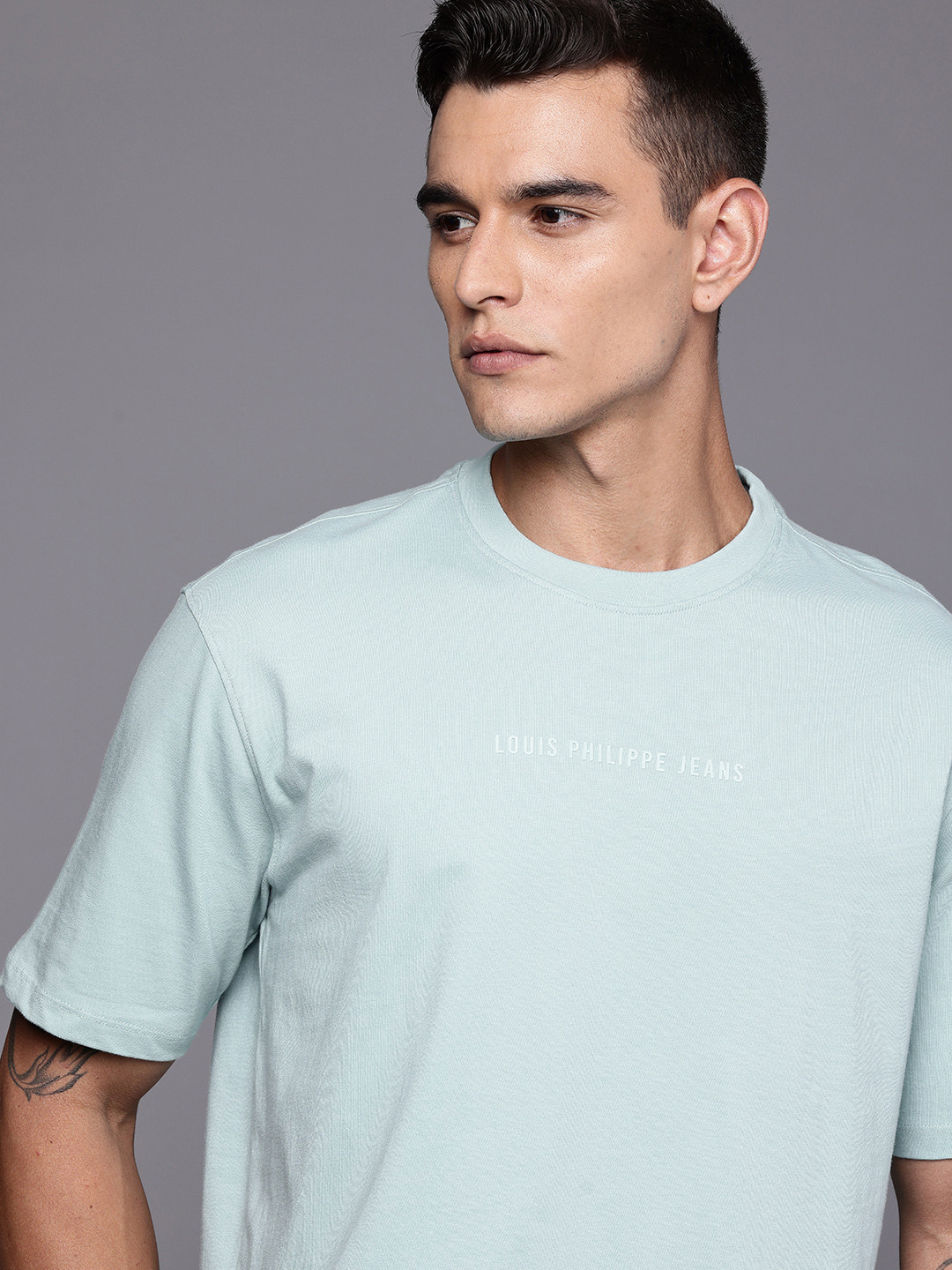 Louis Philippe Jeans Brand Logo Printed Pure Cotton T-shirt