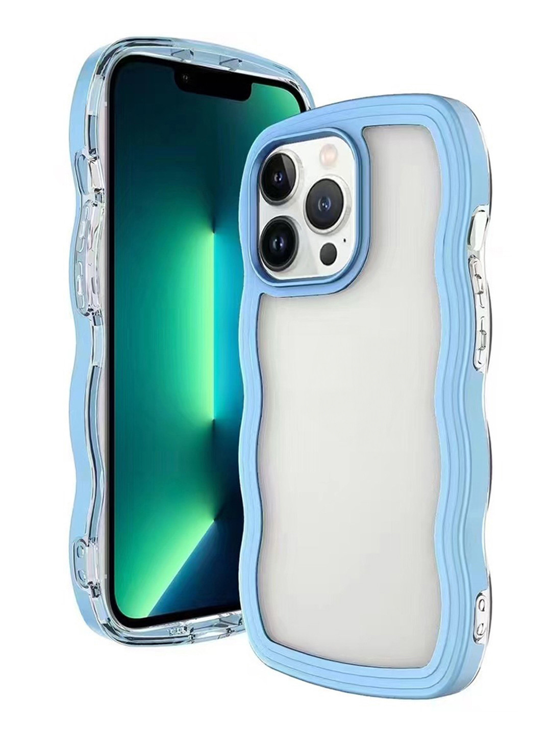 QRIOH iPhone 14 Pro Blue Wavy Silicon Case