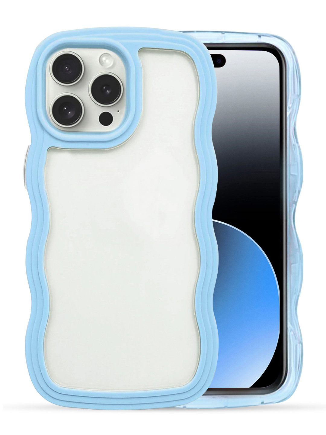QRIOH iPhone 15 Pro max Blue Wavy Silicon Case
