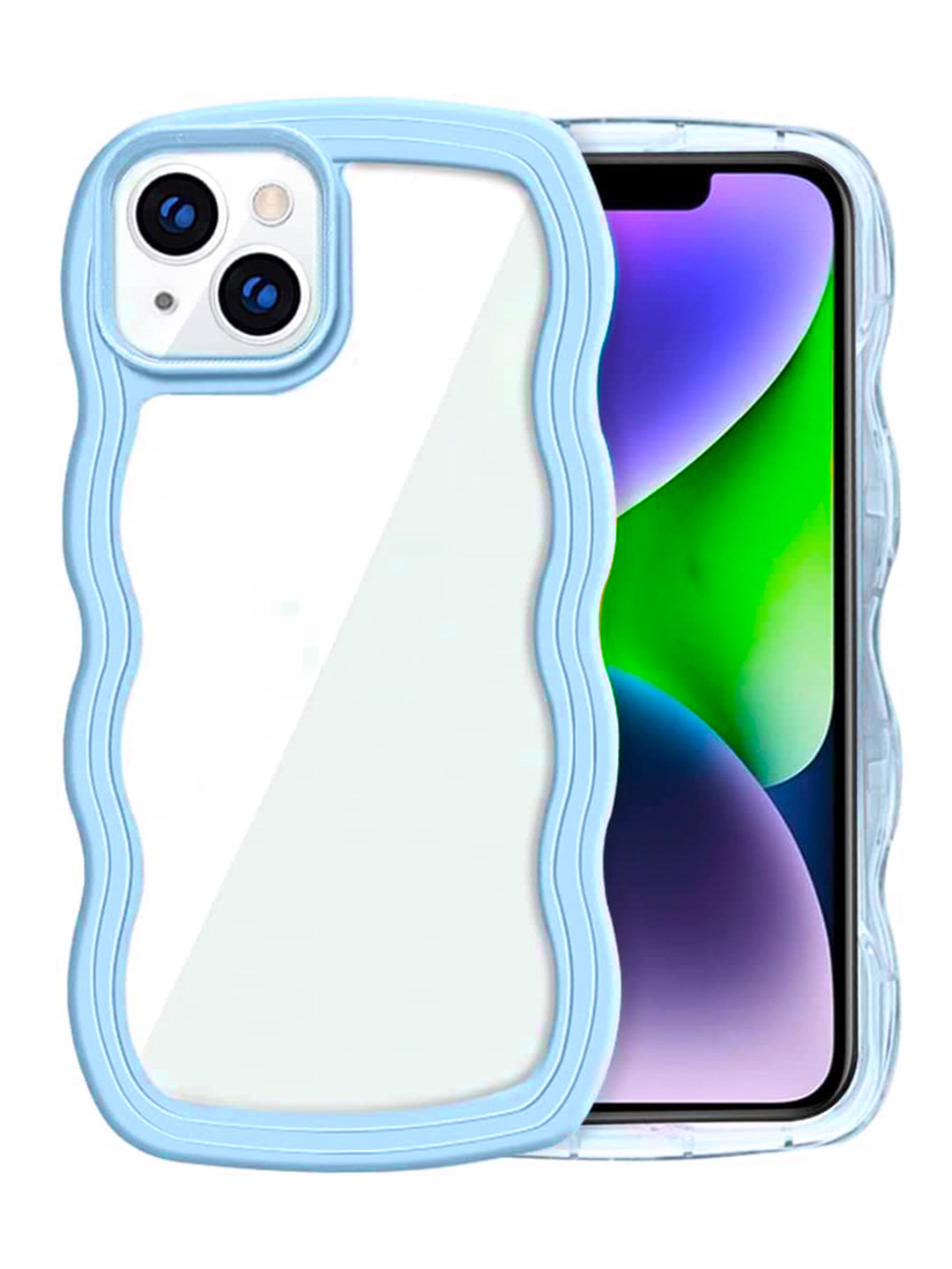 QRIOH iPhone 14 Blue Wavy Silicon Case