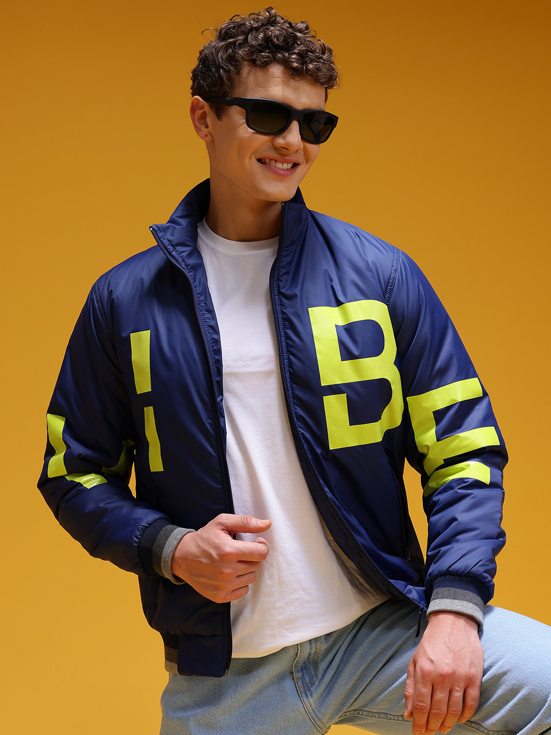 HERE&NOW Men Typography No Varsity Jacket