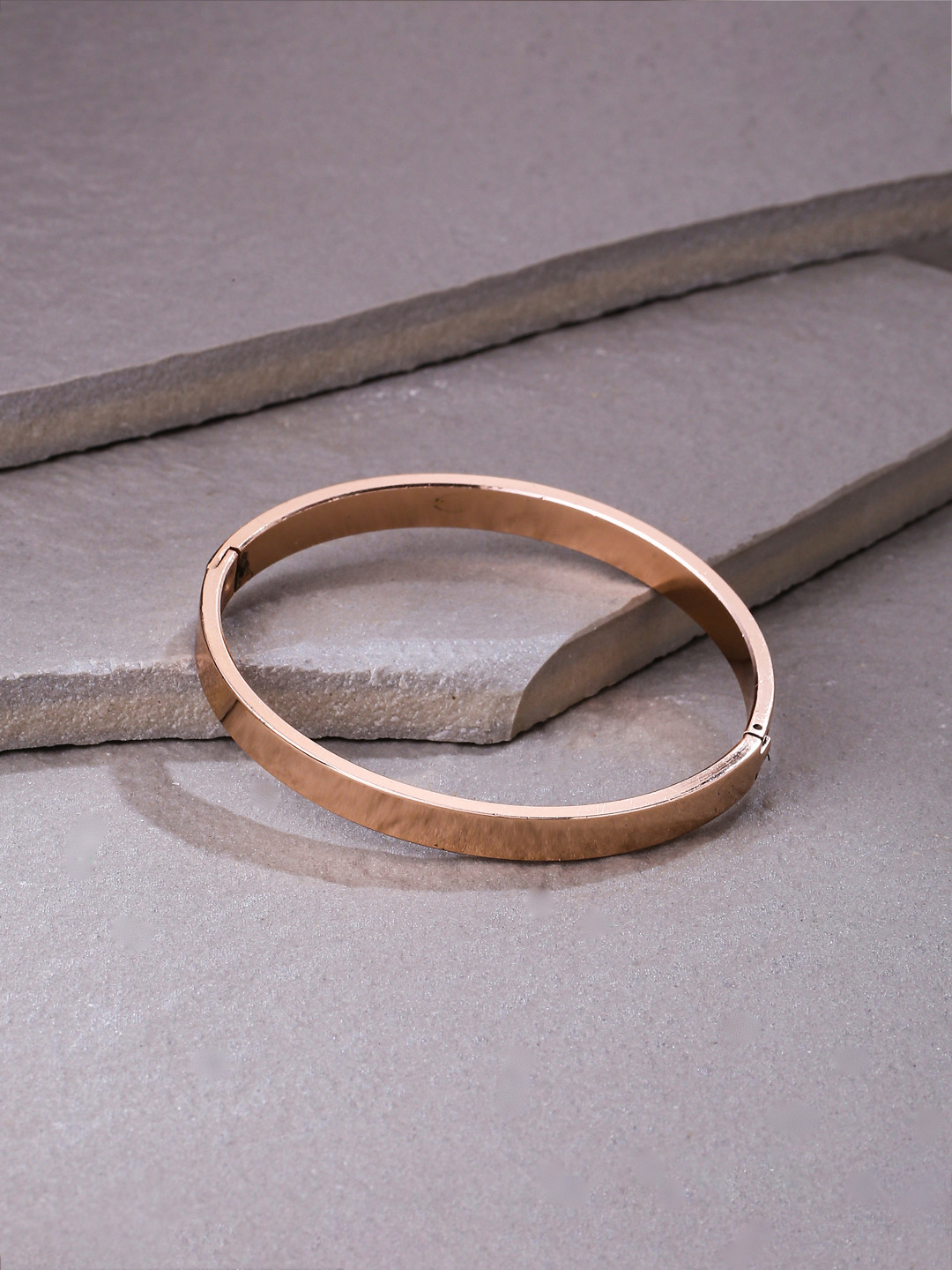 Roadster Men Rose Gold Metal Interlock Kada Bracelet