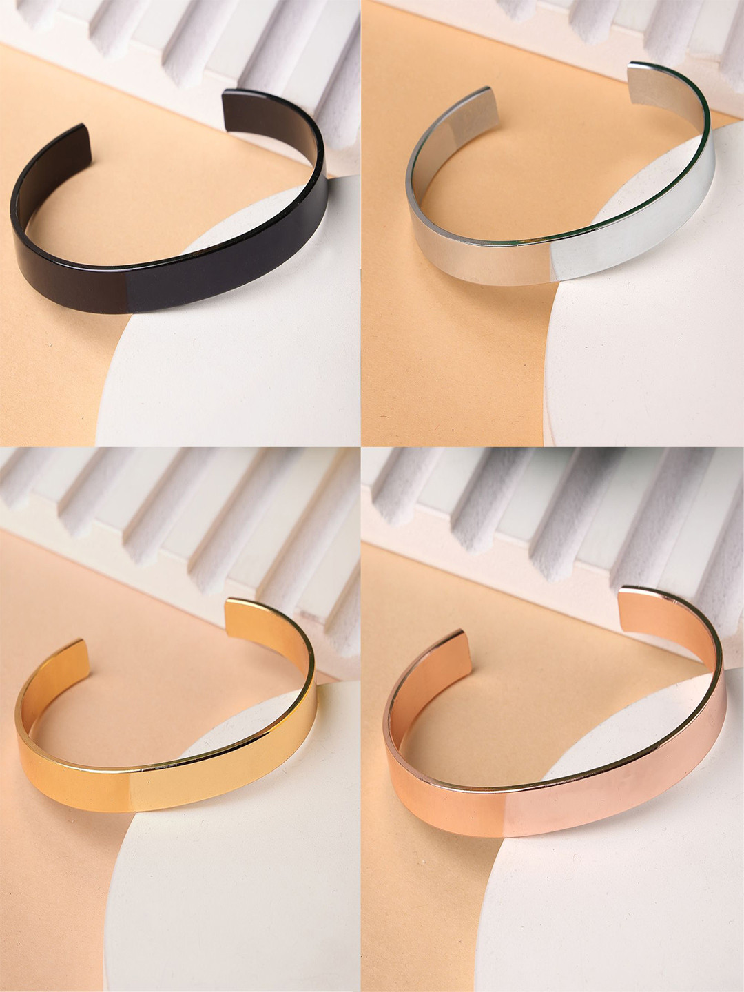 Roadster Men Set of 4 Multi Color Stainless Steel Cuff Bracelet