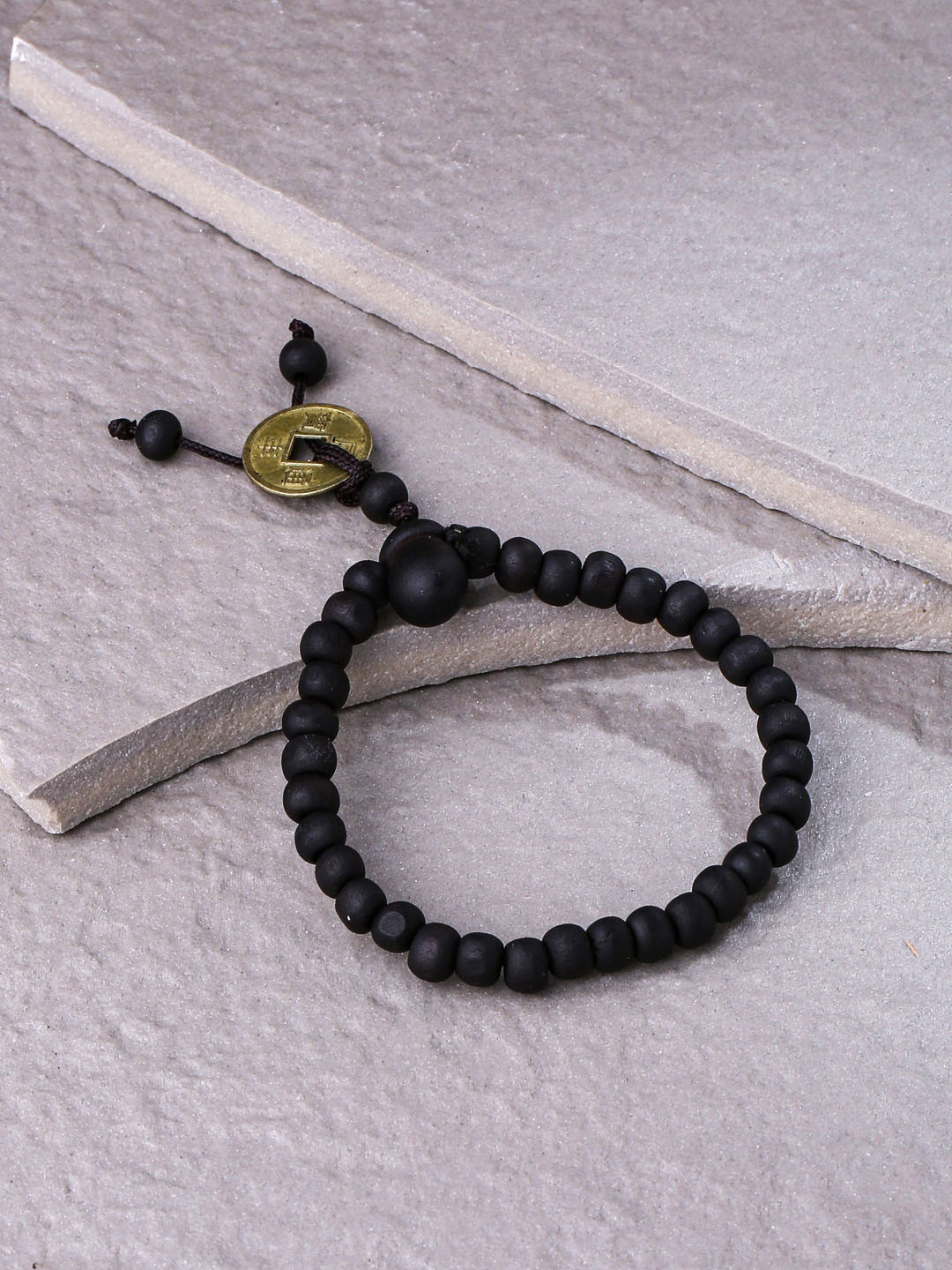 Roadster Men Black Beaded Adjustable Braclet