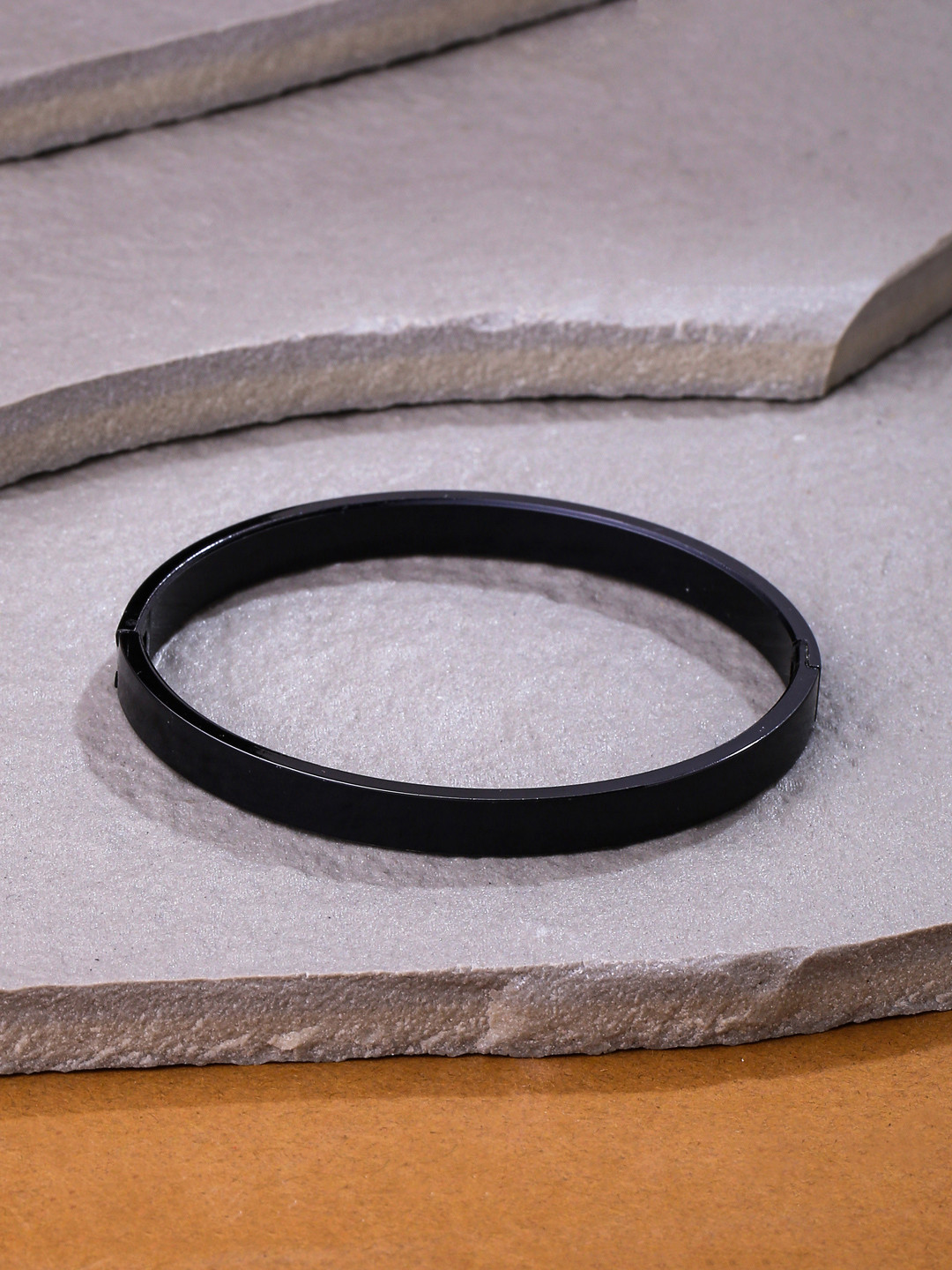 Roadster Men Black Metal Interlock Kada Bracelet