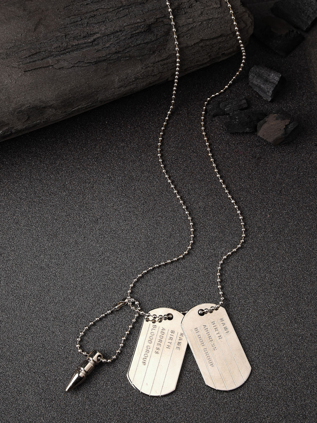 Roadster Men Silver Plated Milletry Style Pendent with Chain