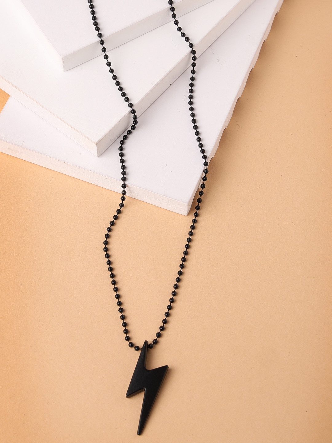 The Roadster Lifestyle Co Men Black-Plated Flash Pendent With Chain