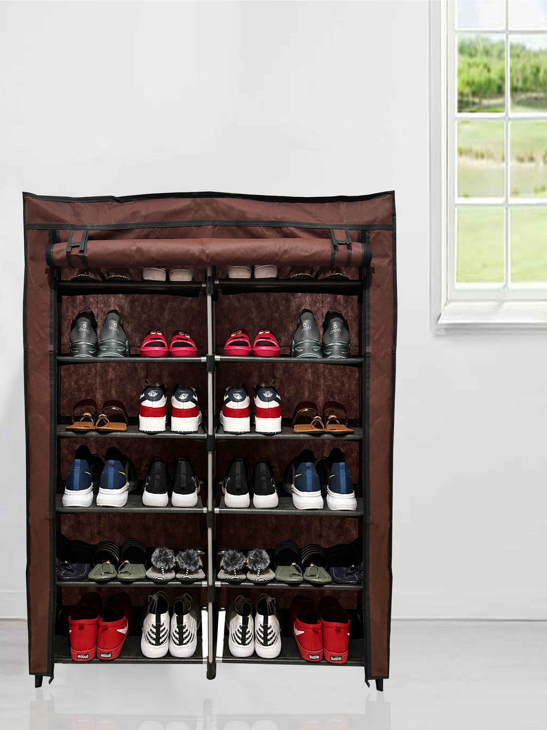 Rmerchants Brown Stainless Steel 12 Shelves Shoe Rack