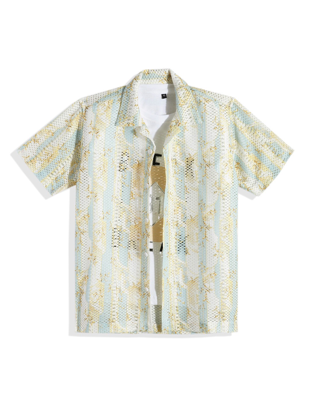 CAVIO Boys Comfort Semi Sheer Printed Shirt With T-shirt