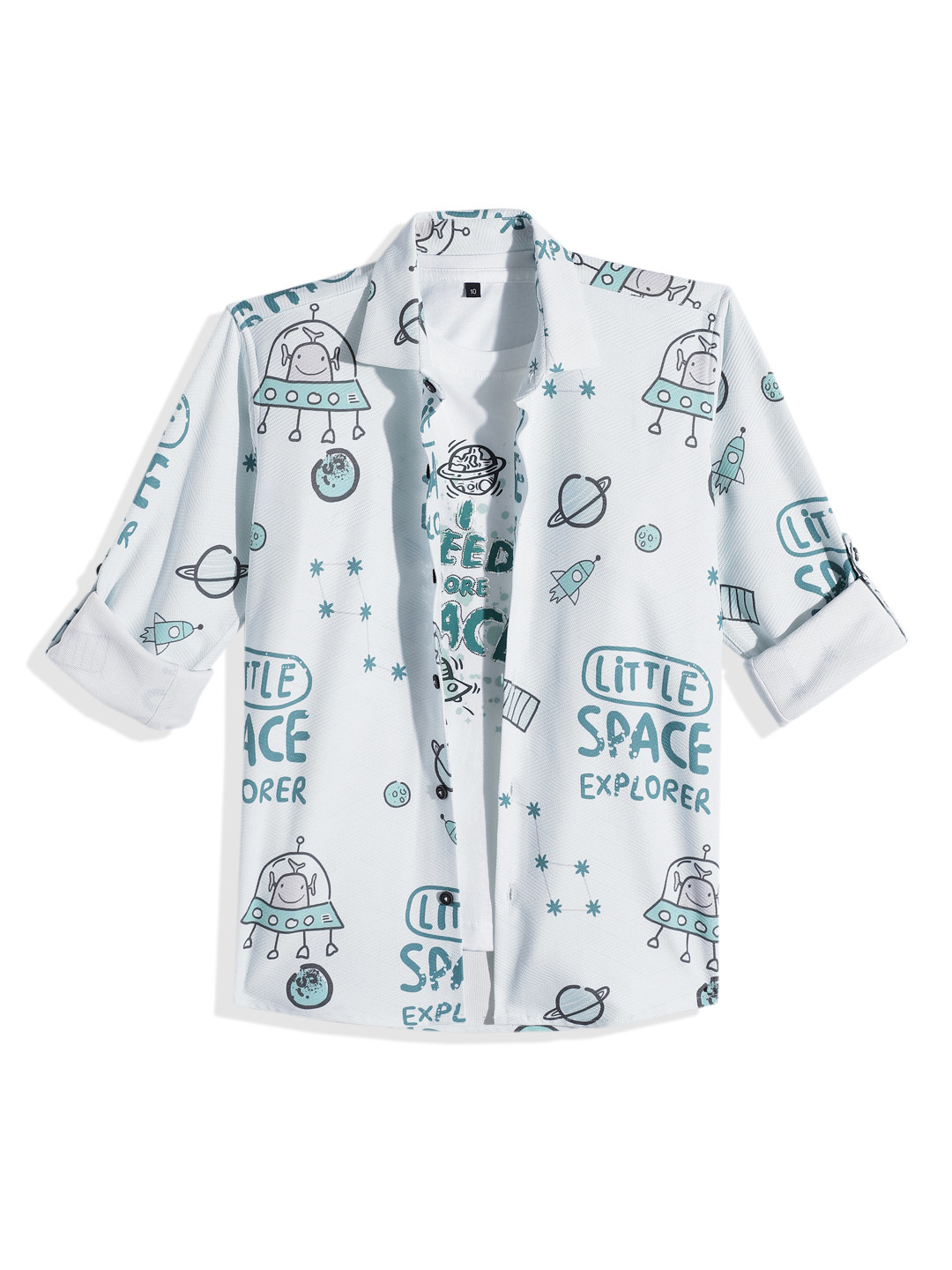 CAVIO Boys Comfort Textured Conversational Casual Shirt With T-shirt