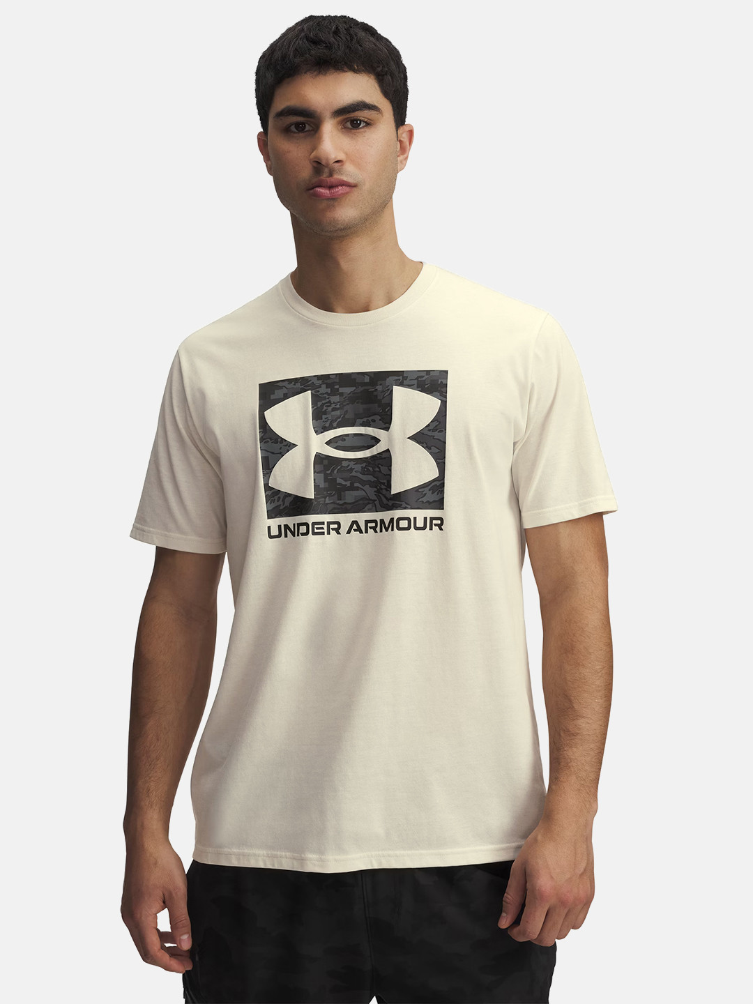 UNDER ARMOUR ABC Camo Boxed Brand Logo Printed Drop-Shoulder Sleeves Relaxed Fit Relaxed Fit T-shirt